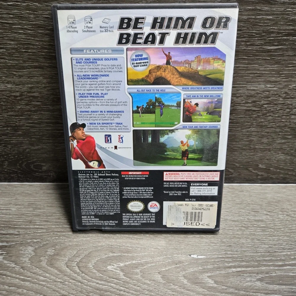 Tiger Woods PGA Tour 2003 Nintendo GameCube Black Label CIB Complete Tested